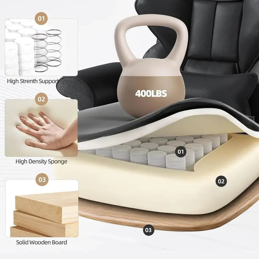7-Point Massage Oice Chair,Heated Desk Manageral Chair,Ergonomic Executive Chair with ootrest,Adjustable Armrest，Computer Chair