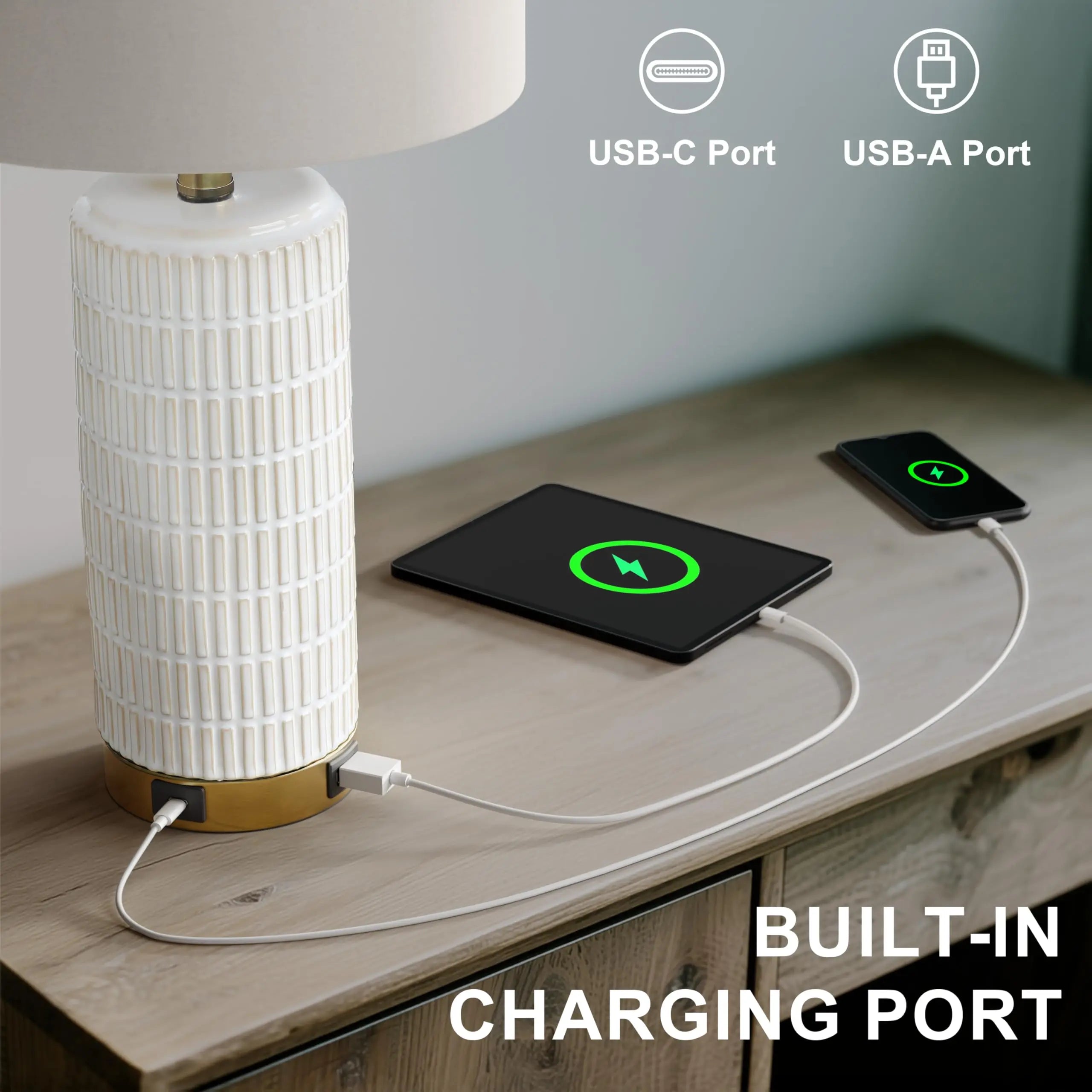 Touch Control Table Lamp With USB Charging Port