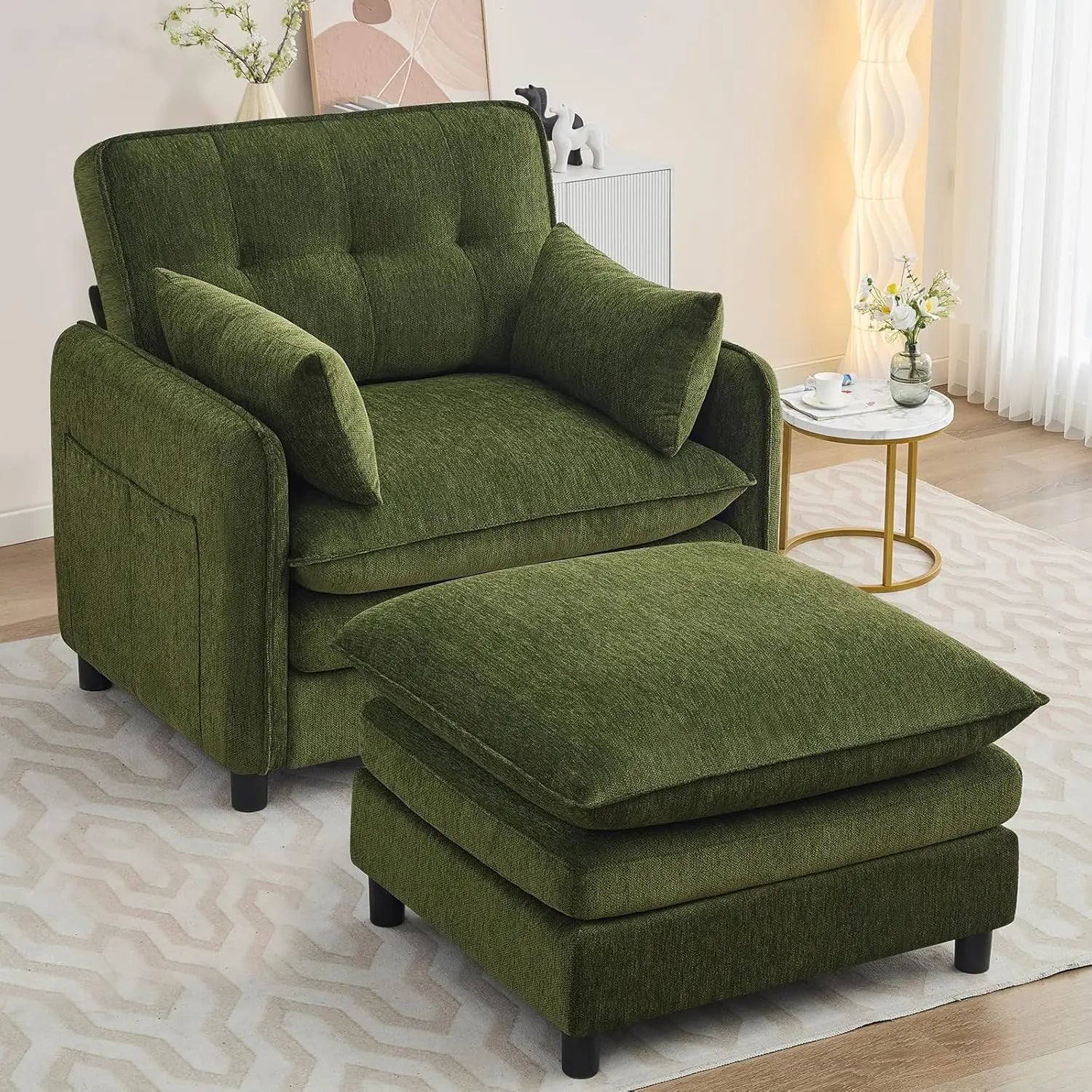 Oversized Accent Chair with Ottoman,