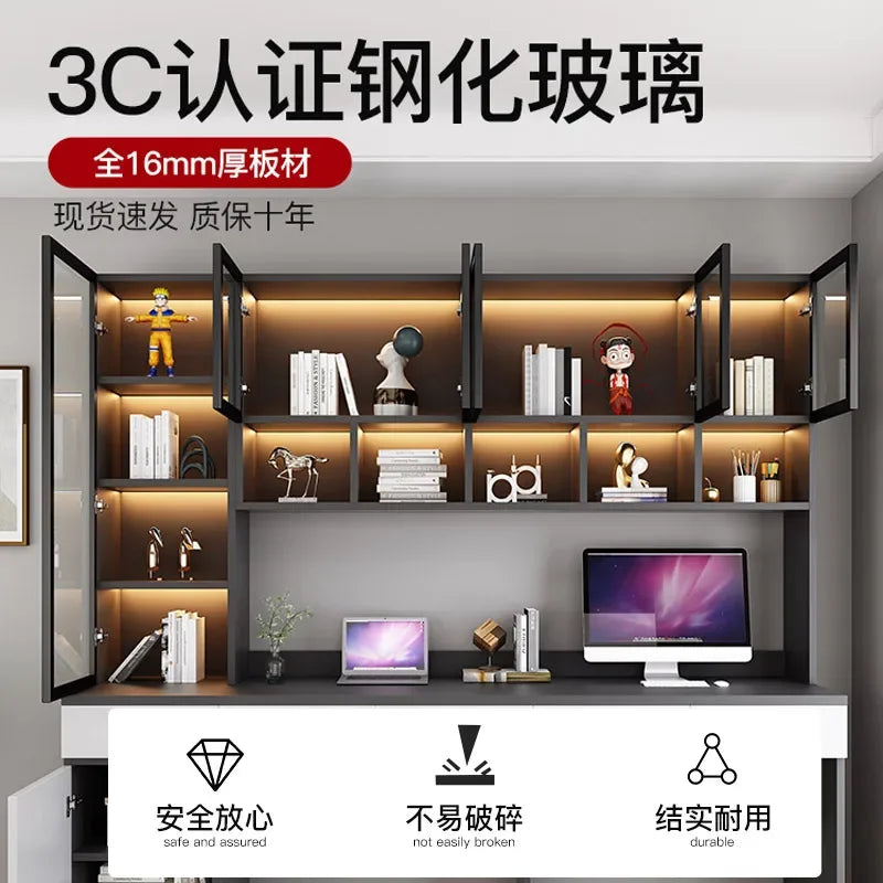 Premium Double desk, bookshelf integrated table