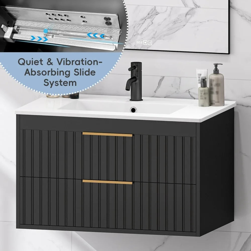 30" Bathroom Vanity Cabinet with Sink, Floating Bathroom Vanity