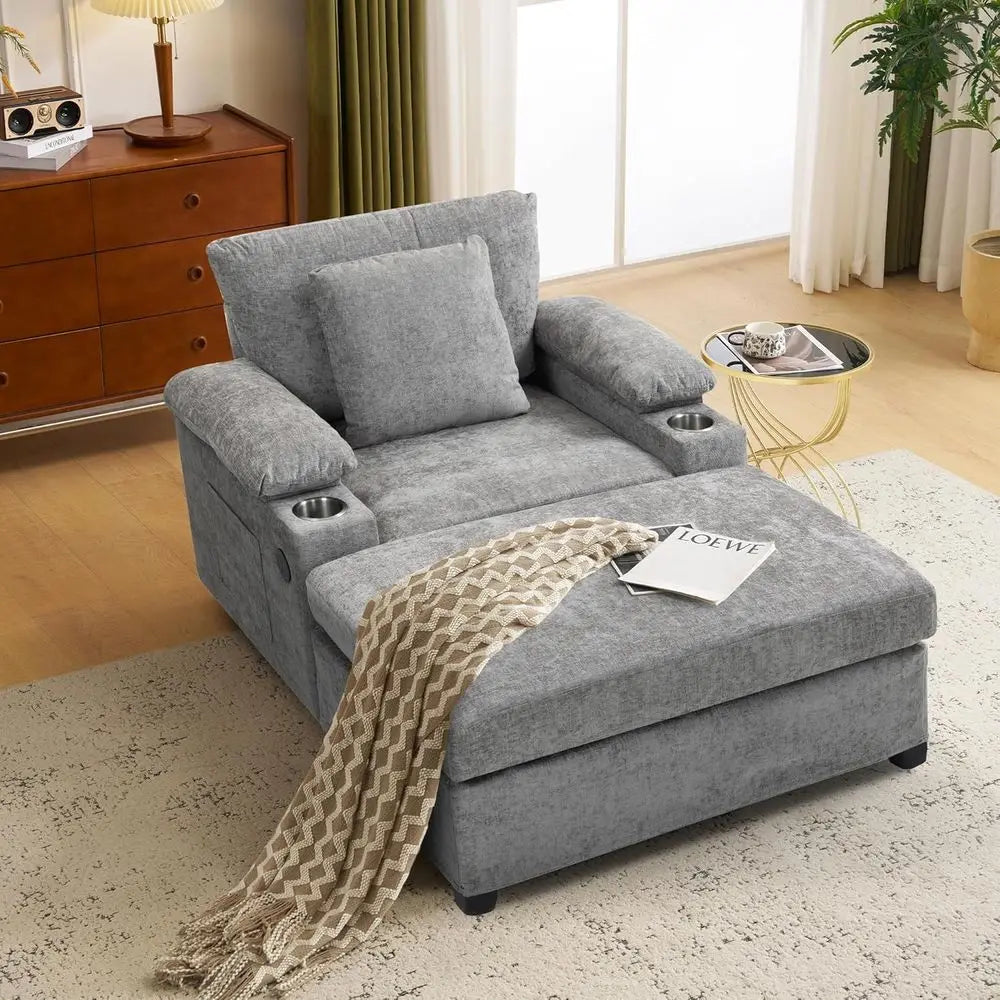 Oversized Indoor Chaise Lounge Chair with Ottoman,