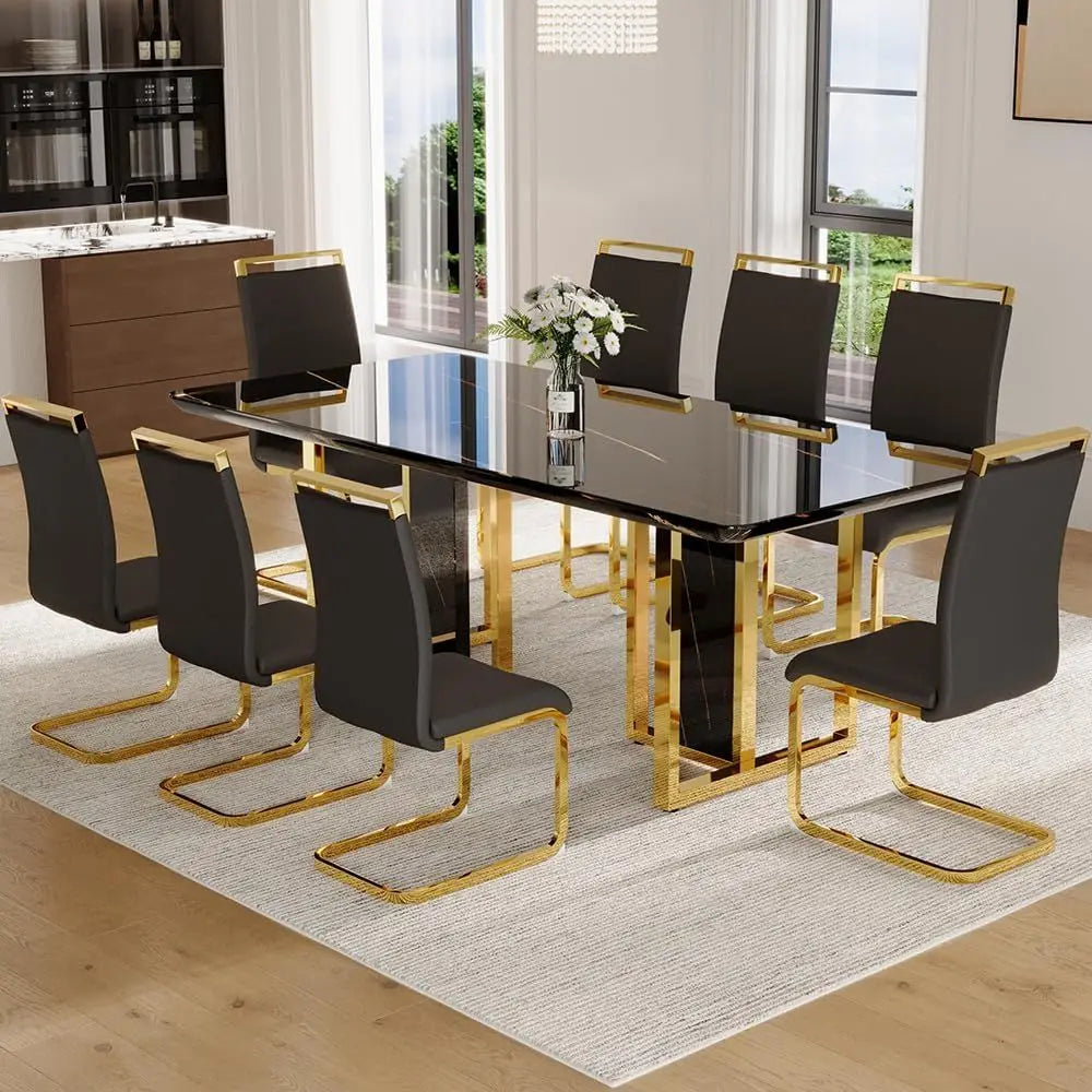 Black Modern Dining Table Set