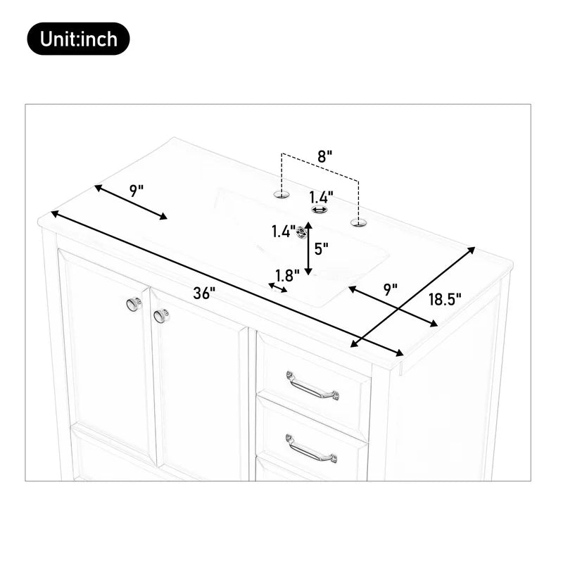36" Blue Bathroom Vanity with Sink
