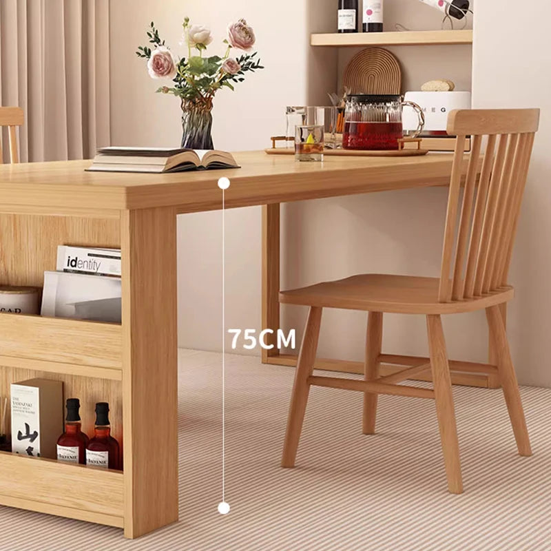 Nordic Walnut Kitchen Island Extendable Dining Table