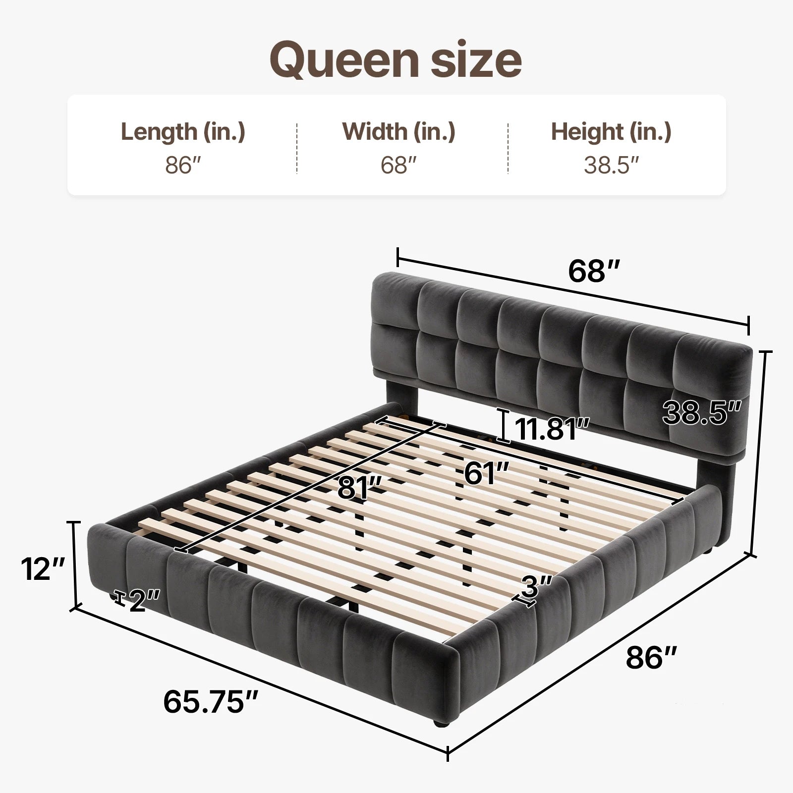 Queen Size Modern Cloud Platform Bed