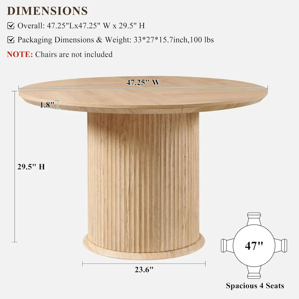 Solid Oak Round Dining Table
