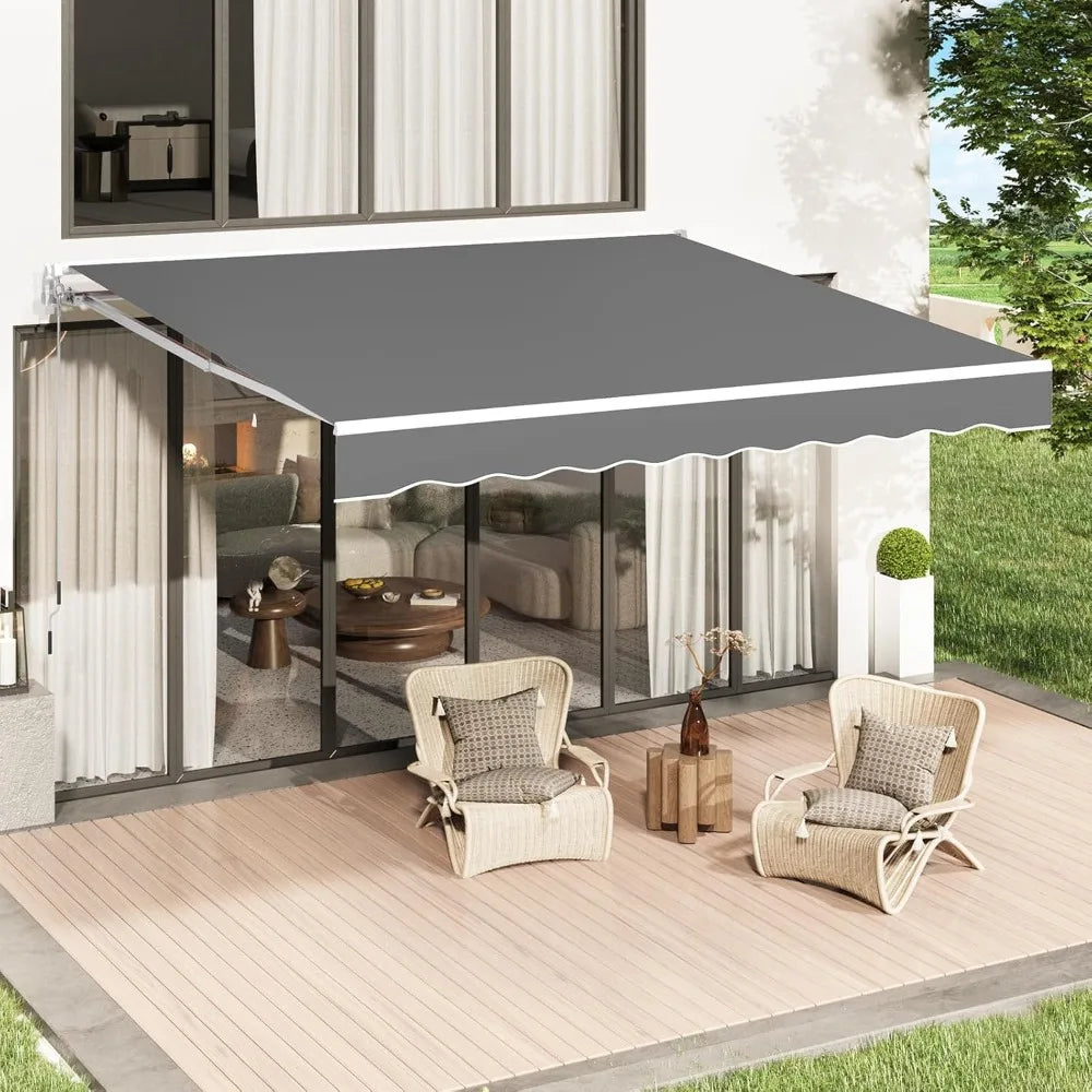 Retractable Awning, 10'x8' Manual Awnings for Patio