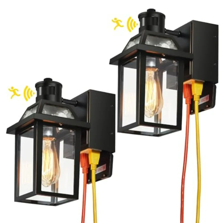 Porch Lights with GFCI Outlet, Dusk to Dawn Outdoor Lights with Outlet,