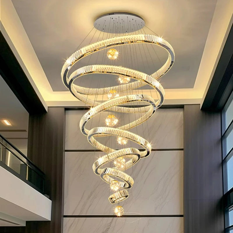 Modern Crystal Chandelier Lustre Stair Pendant