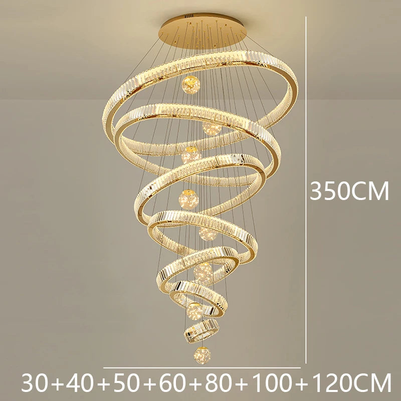 Modern Crystal Chandelier Lustre Stair Pendant