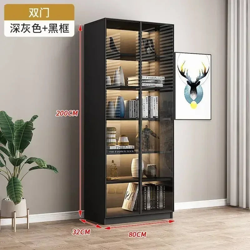 Modern Living Room Cabinet Bookcase with Glass Door Display