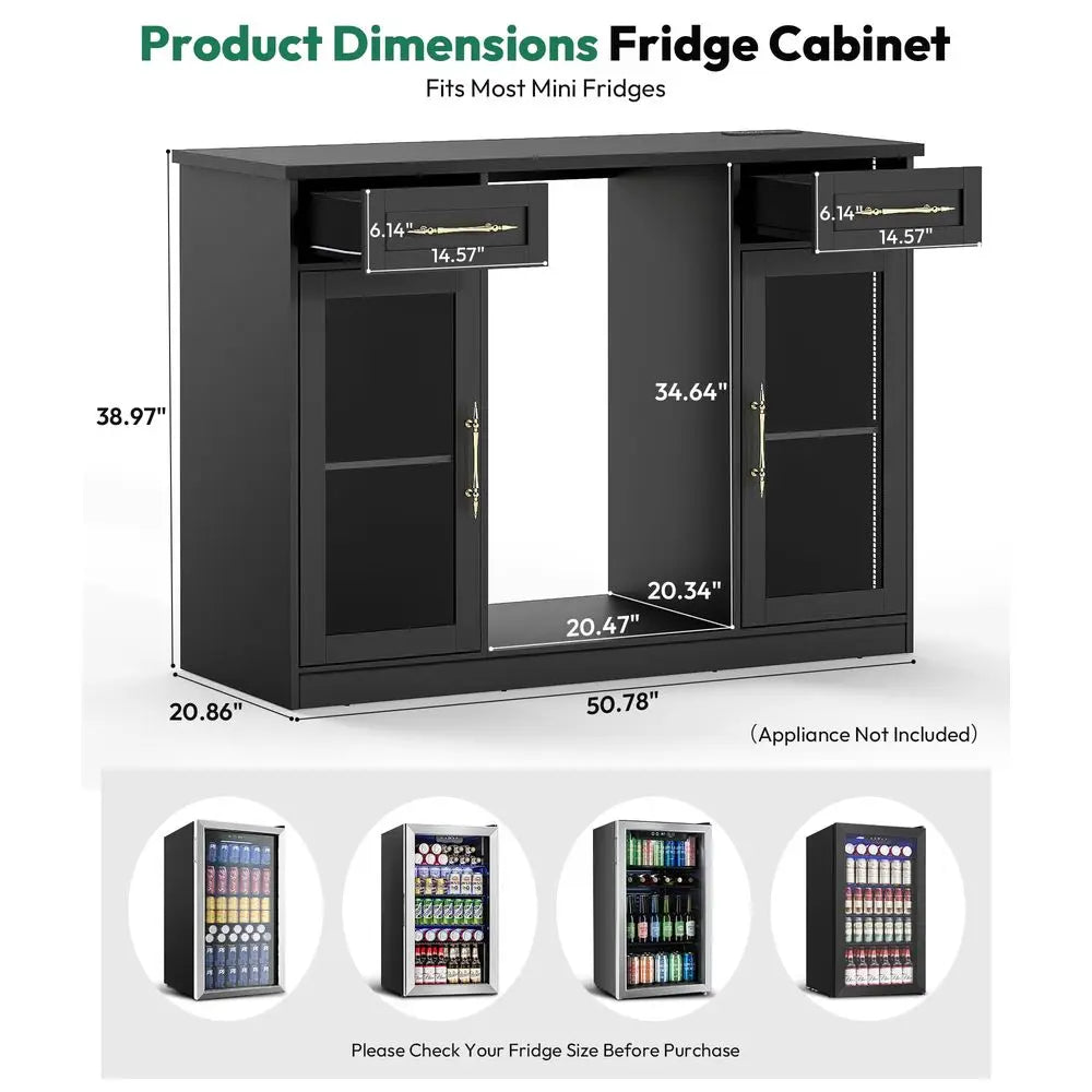Coffee Bar Cabinet with Wine Racks and Drawers