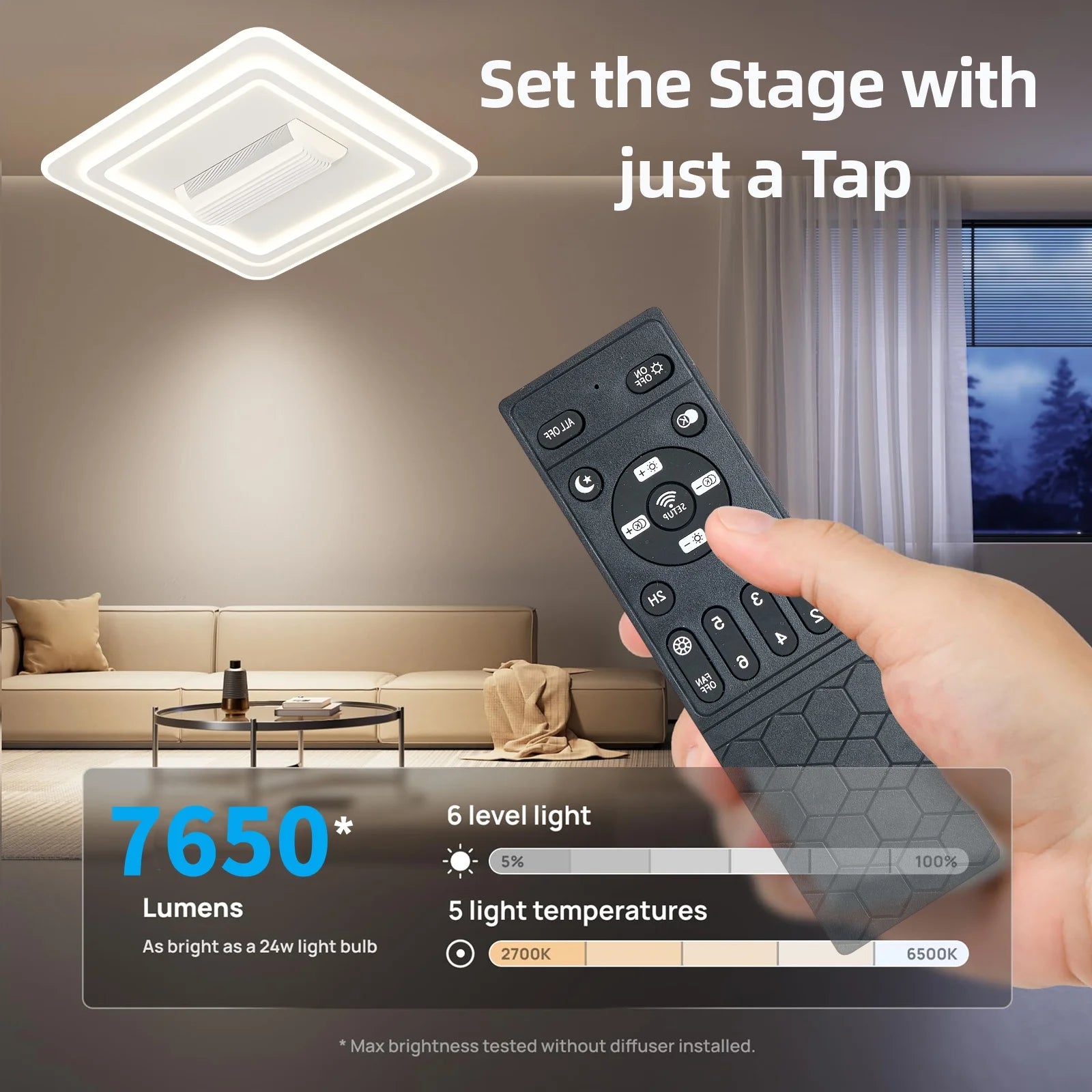 Bladeless ceiling fan with light remote control