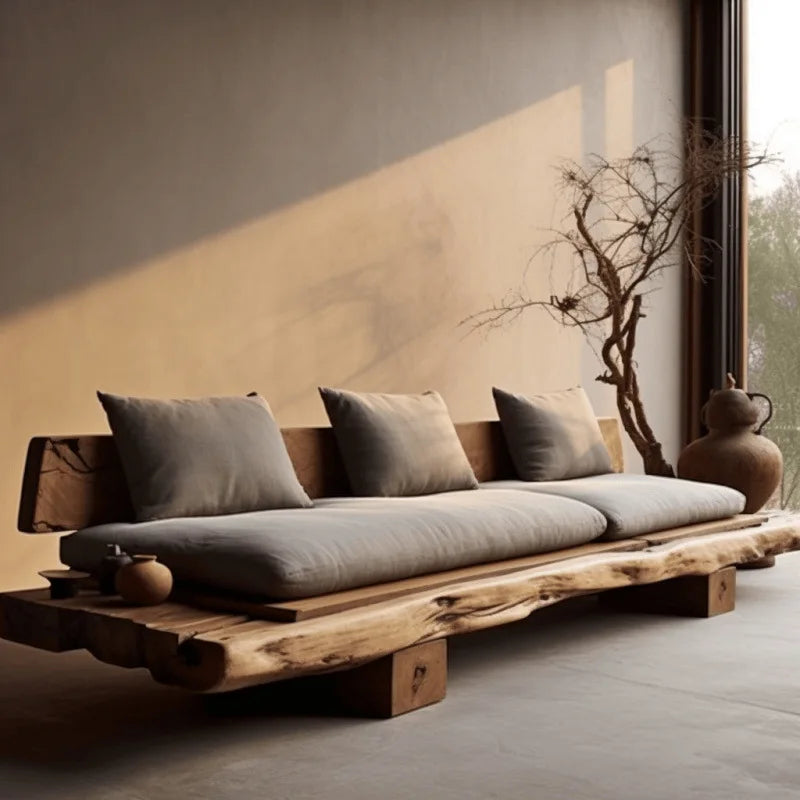 Natural Edge Log Japanese-Style Sofa