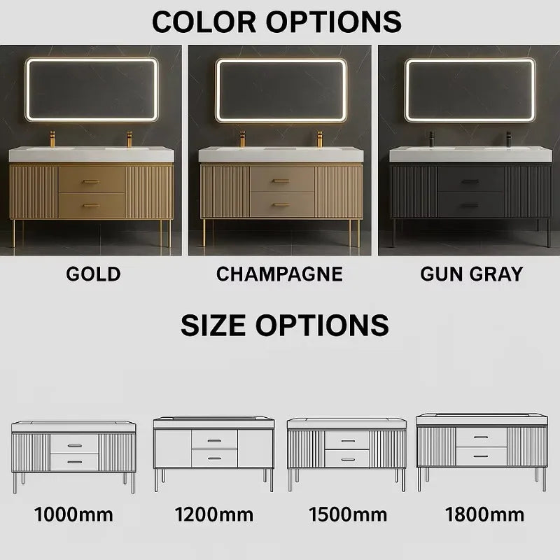 Luxury Double Basin Vanity with Stainless Steel Marble Countertop