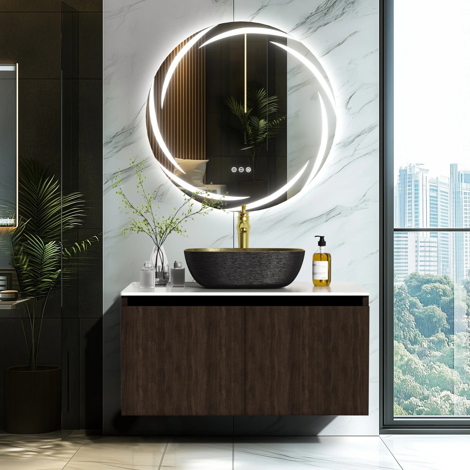 Bathroom Vanities Sink Set Wall Mounted Floating Cabinet w/ Ceramic Basin
