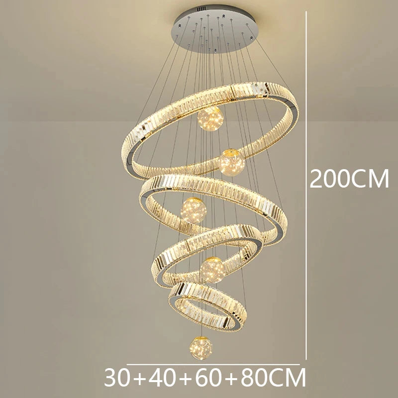 Modern Crystal Chandelier Lustre Stair Pendant