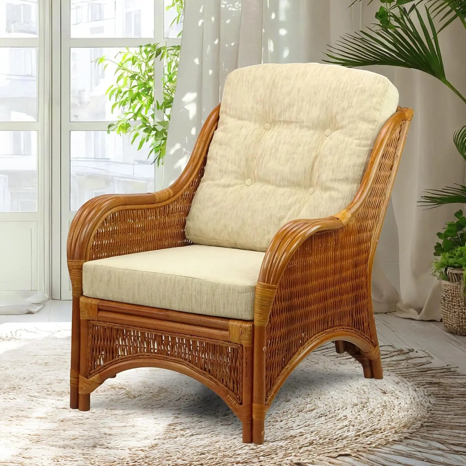 Natural Rattan Handmade Lounge Armchair