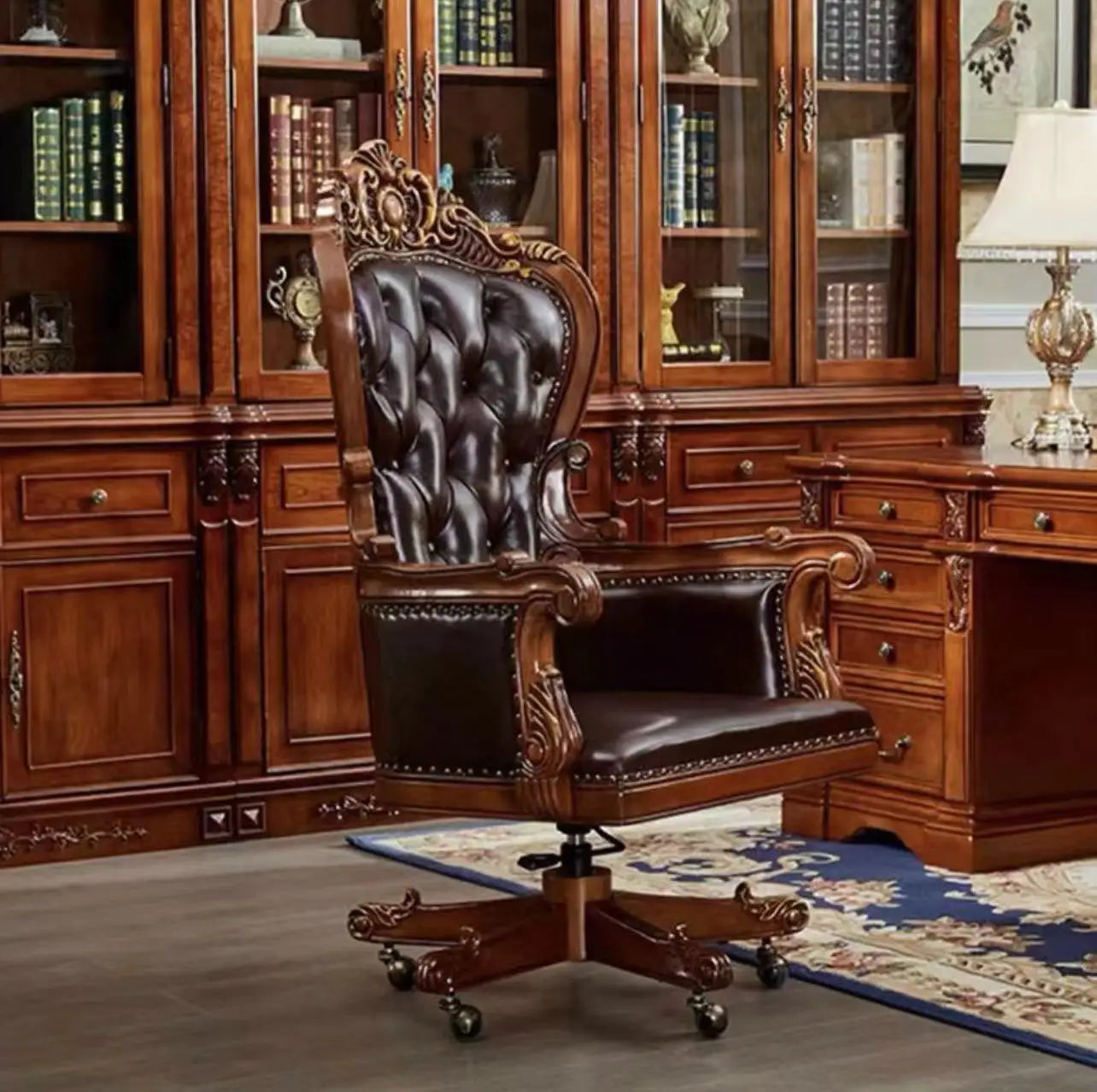 American solid wood desk boss big Executive desk and Chair