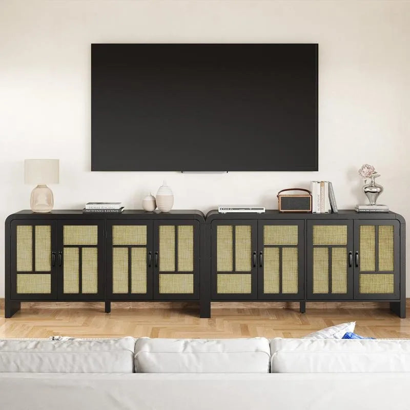 Rattan Sideboard Buffet Cabinet with Storage,