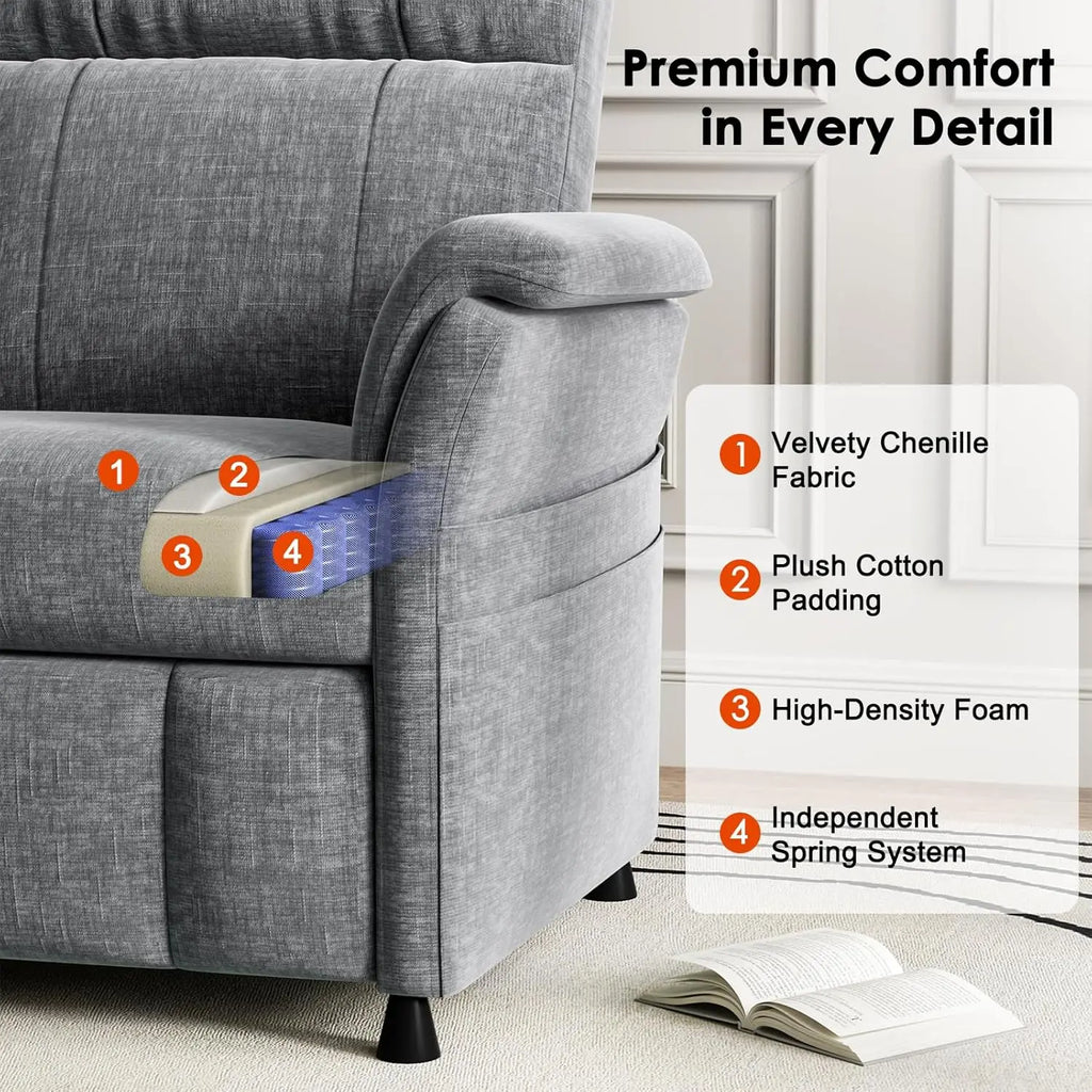 Power Recliner Chair Adjustable Chenille with Pocket Remote
