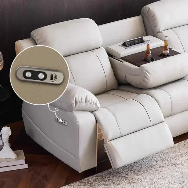 Genuine Leather Electric Italian Recliner Sofa Loveseat