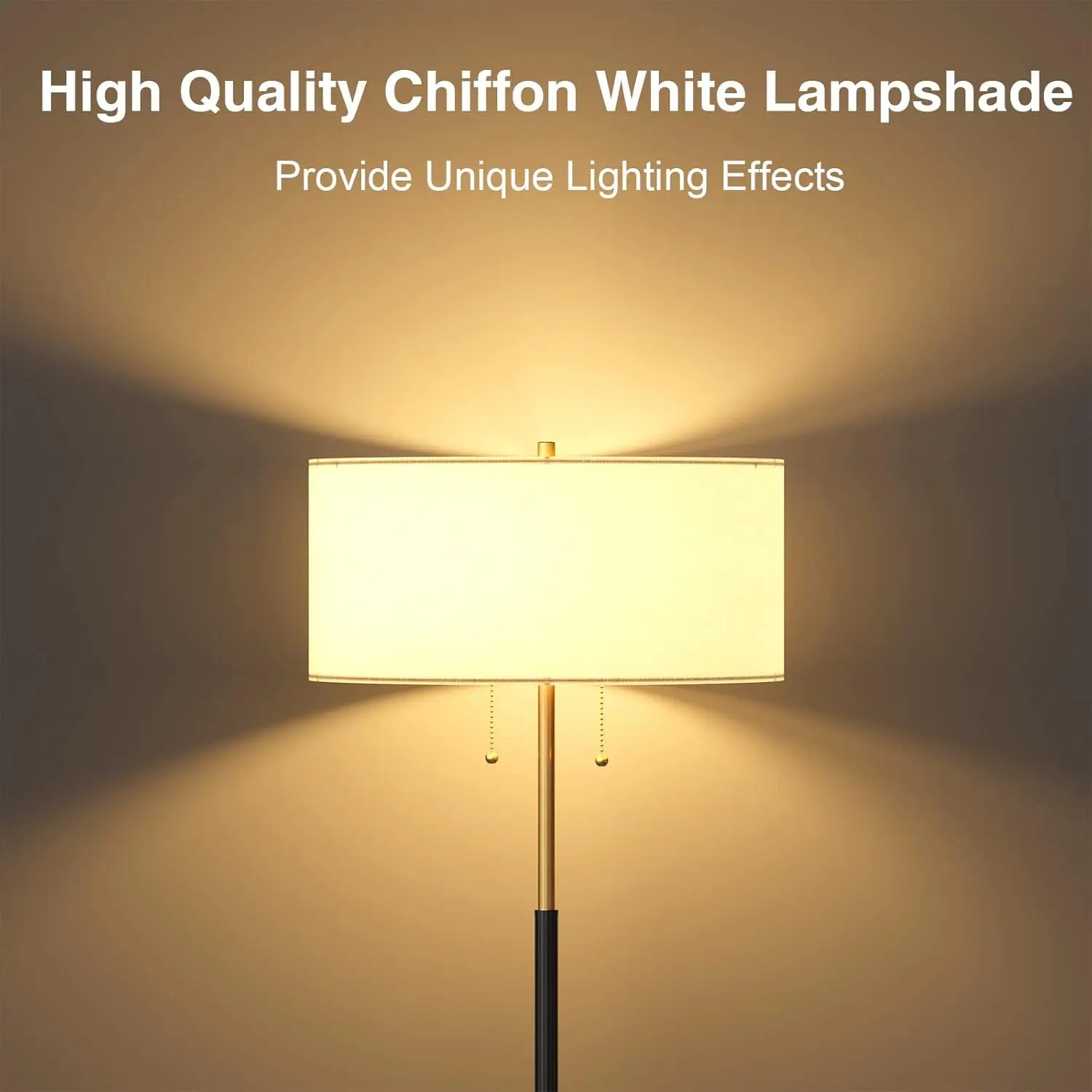 2-Light Floor Lamp with White Fabric Shade