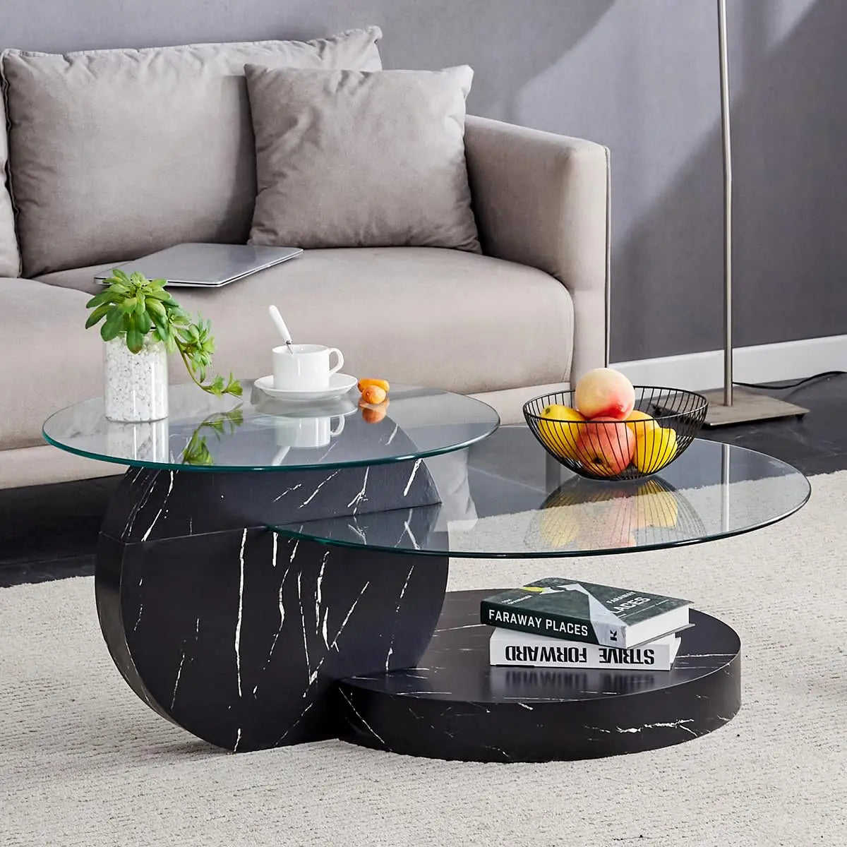 Glass 3 Tier Round Coffee Table