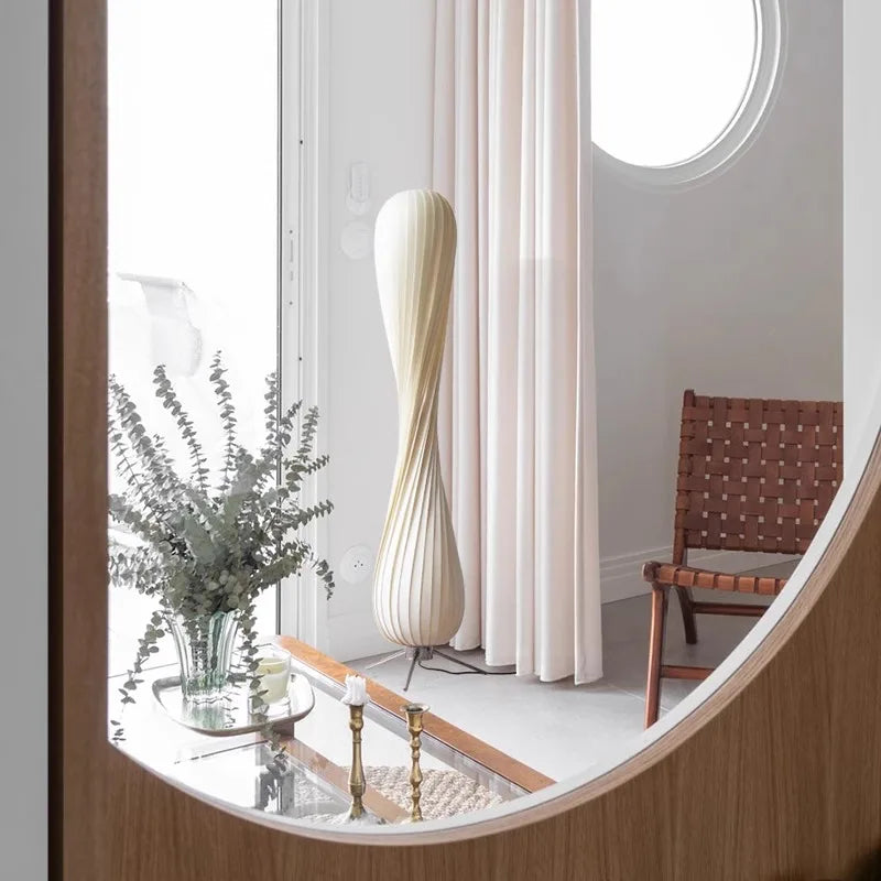 Light Luxury Wooden Curved Shade Floor Lamp