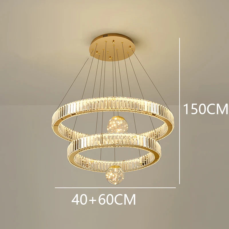 Modern Crystal Chandelier Lustre Stair Pendant