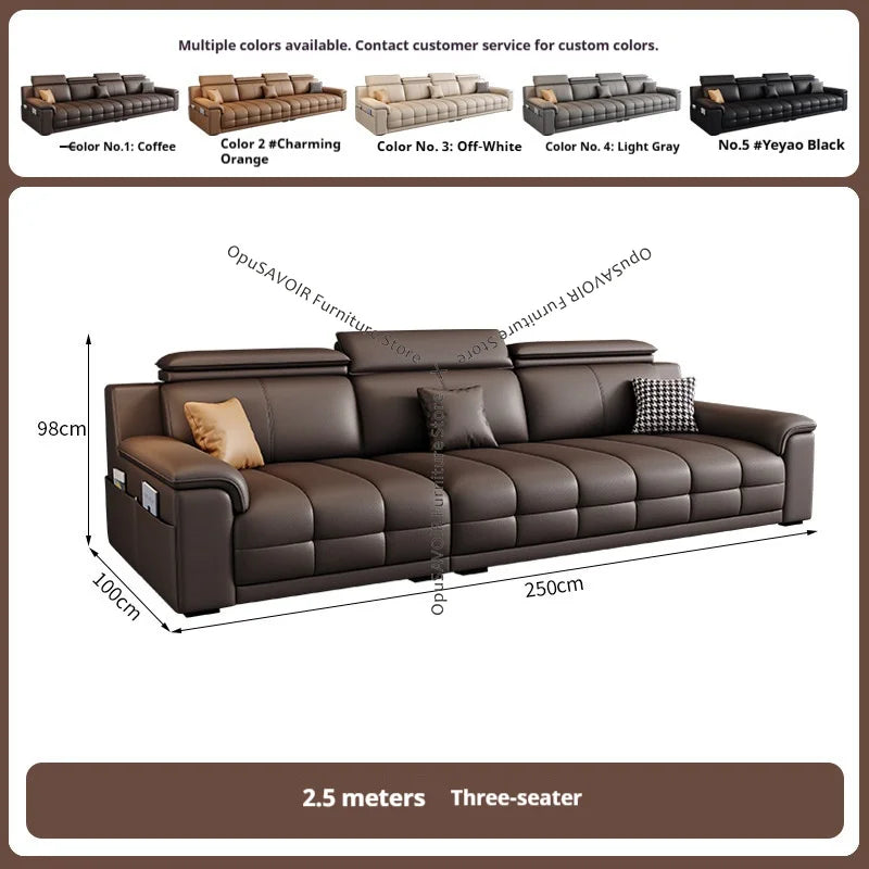 Italian Minimalist Lawrence Top Grain Leather Sofa