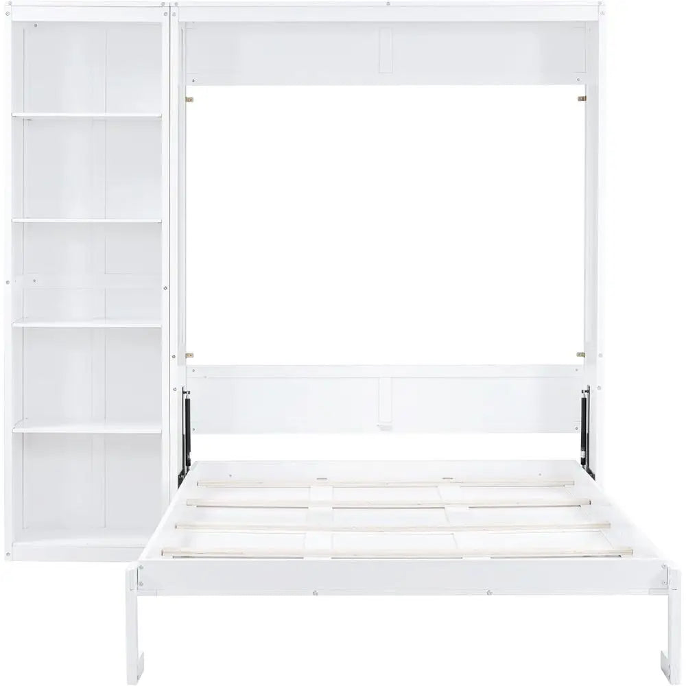 White Queen-Size Wall-Mounted Murphy Bed