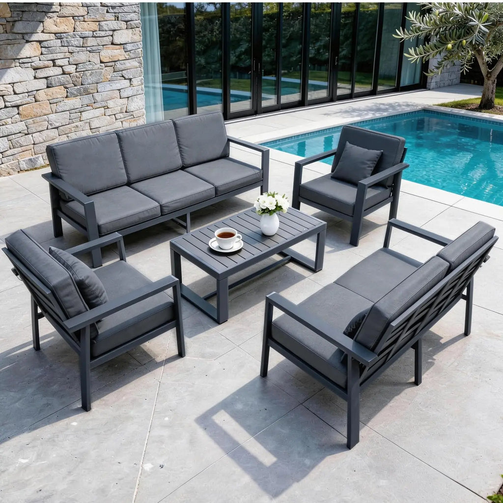 Modern Metal Outdoor Conversation Sectional Sofa