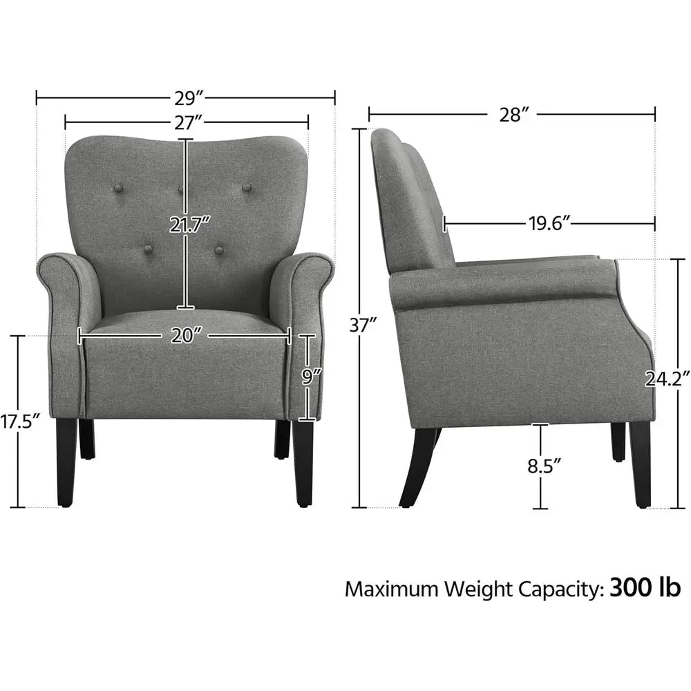Century Accent Chair with Sturdy Wood Legs