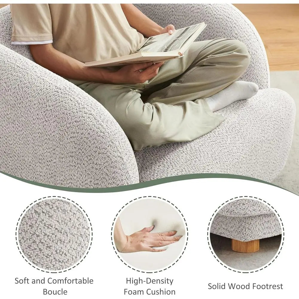 Large Comfortable Barrel Chair, Wooden Legs, Stylish Upholstered Armchair for Living Room, Bedroom, or Waiting Area (Camel)