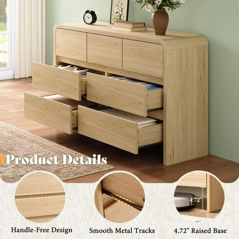 Oak Kids Dressers with Wide Chest of Drawers