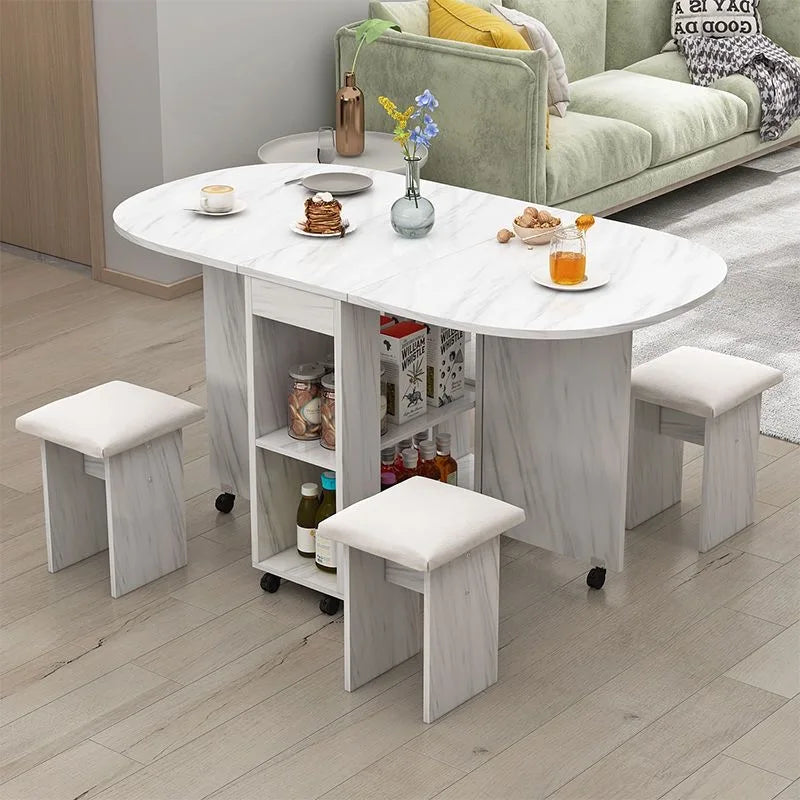 Folding Dining Table Set 4 Chairs Italian Nordic Luxury Dining Table Decorate Simple Mesas Y Sillas De Comedor Kitchen Furniture