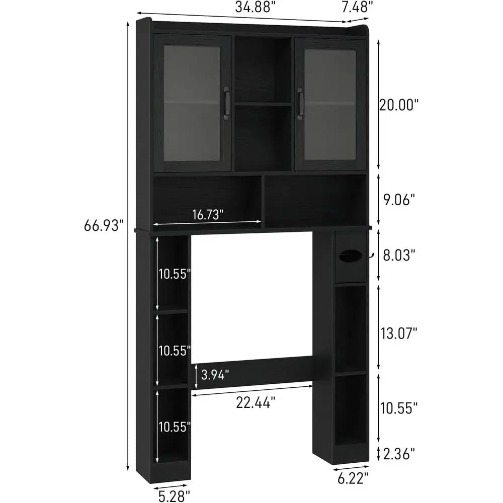 Space-Saving Adjustable Over Toilet Storage Cabinet with Acrylic Door for Home, Bathroom, and Laundry