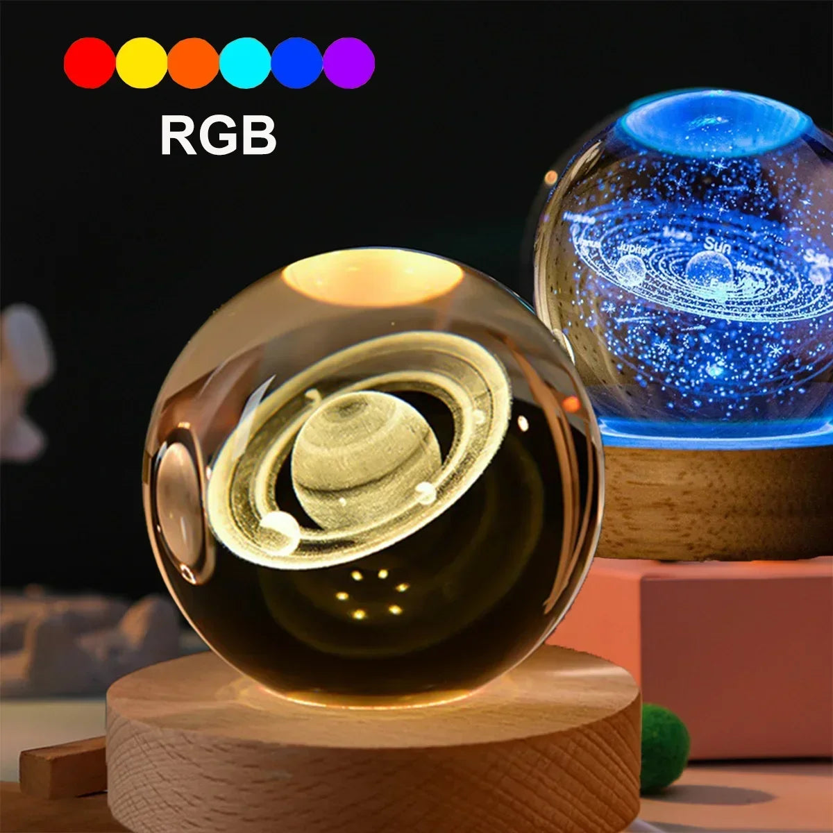 6cm Bedside Lamp Solar Theme Cosmos Series Crystal Ball