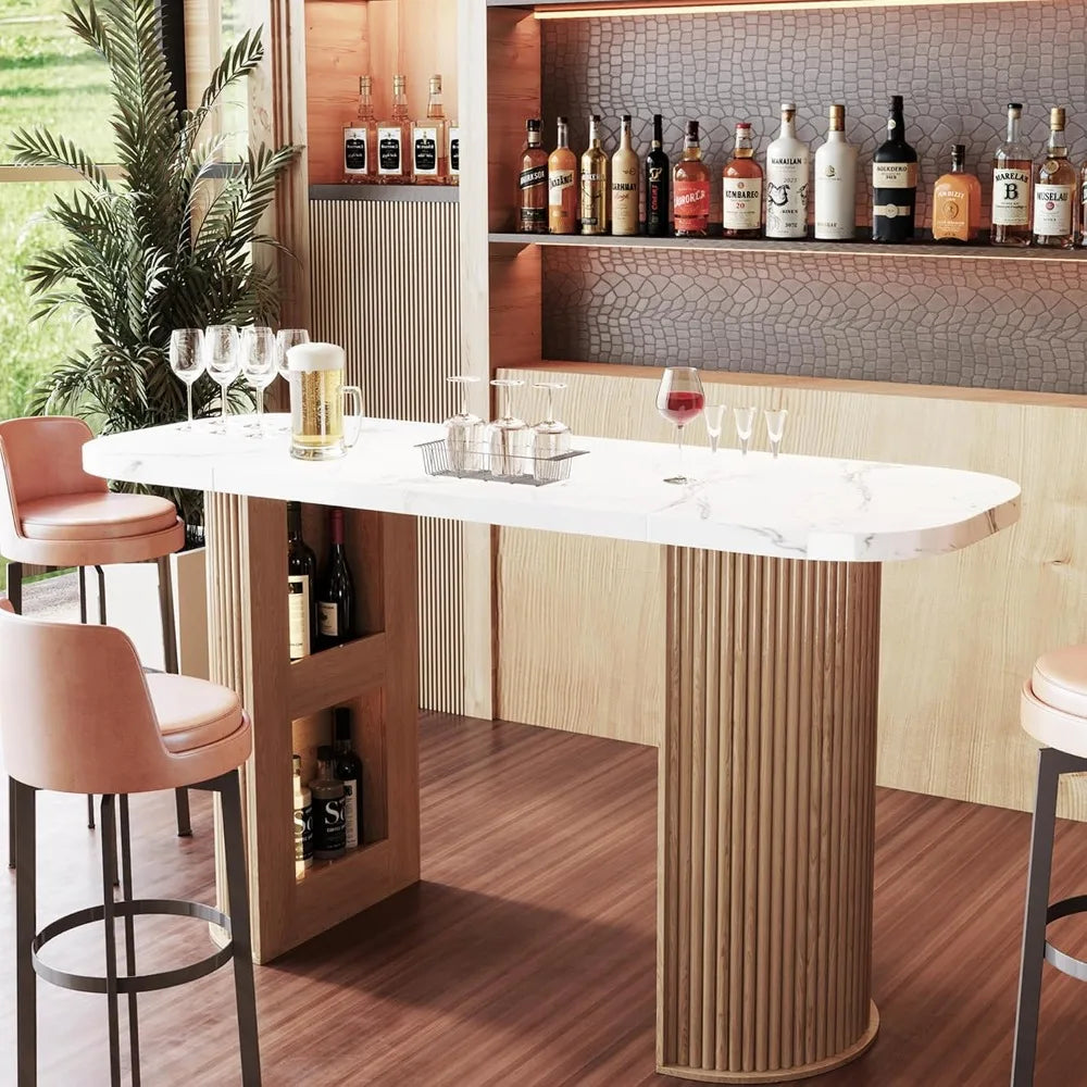 Fluted Counter Height Bar Table