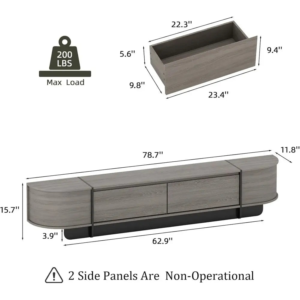 78.7 Long Grey Wooden TV Stand