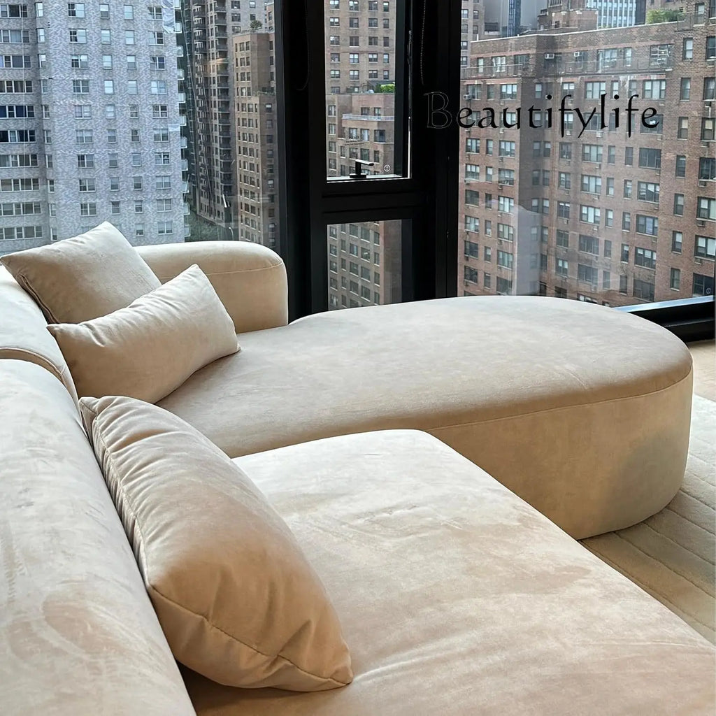 Modern L Shaped Velvet Sofa With Chaise