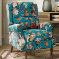 Floral Upholstered Pushback Recliner Wingback Accent Chair