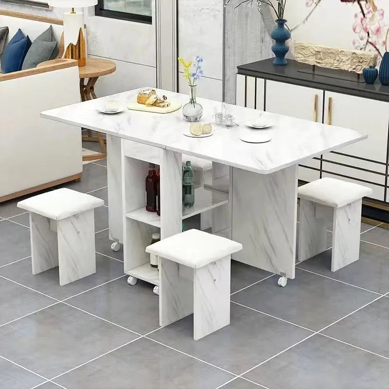 Folding Dining Table Set 4 Chairs Italian Nordic Luxury Dining Table Decorate Simple Mesas Y Sillas De Comedor Kitchen Furniture