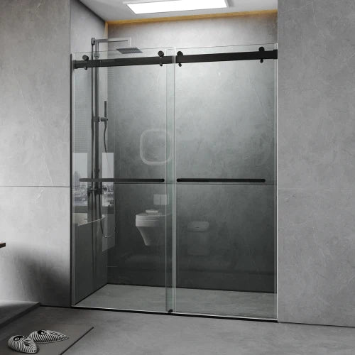 56 to 60 inches wide x 76 inches high frameless shower door,double sliding shower door with 3/8 inch (10mm) thick tempered glass