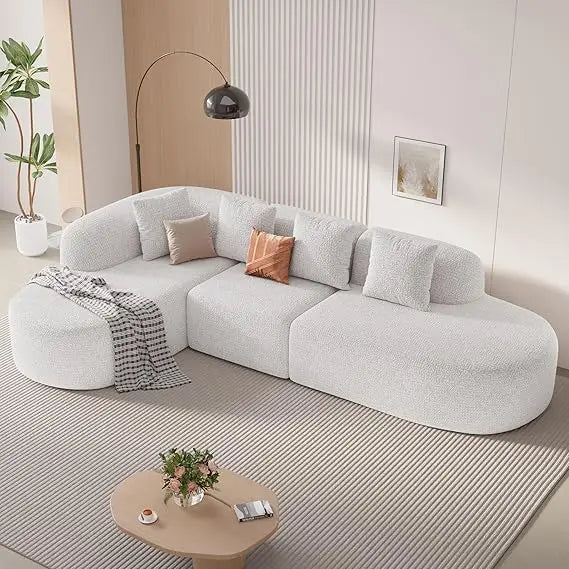 114-inch Frameless Sofa, Modern Modular Sofa with Chaise Lounge, L-shaped Cloud-shaped Sofa
