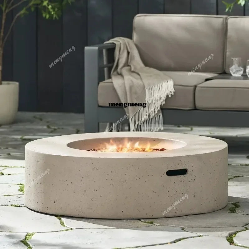 Round Outdoor Concrete Propane Fire Pit