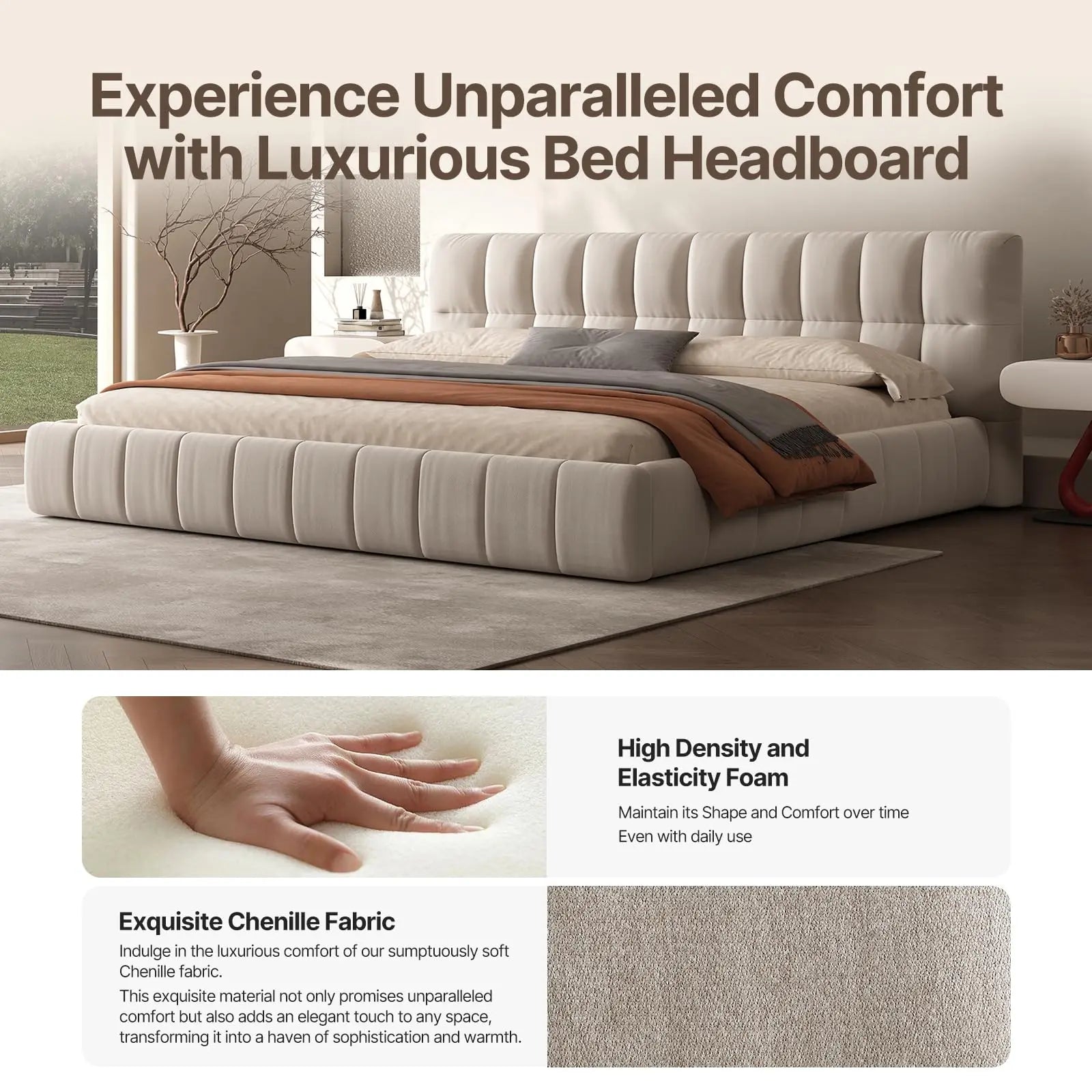 Queen Size Modern Cloud Platform Bed