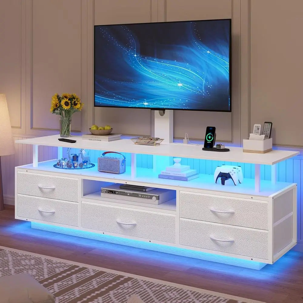White 51.2 TV Stand with Power Outlets